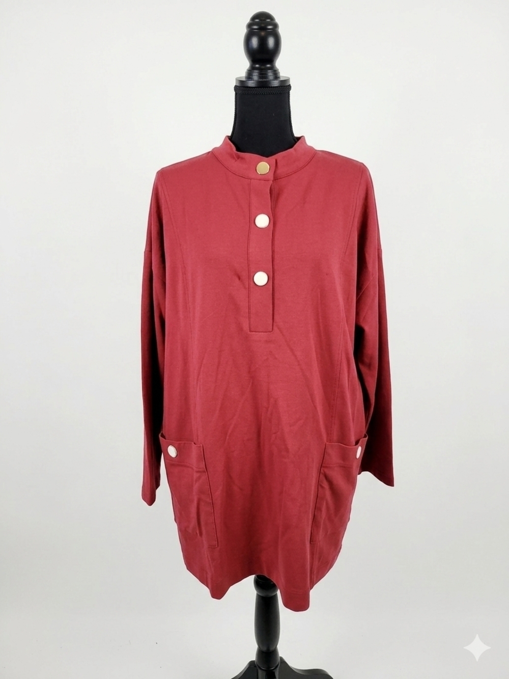 Bob Mackie Red Button-Front Tunic